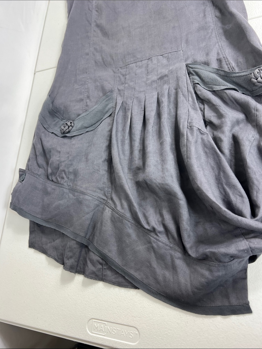 Animale Sz 8 Linen Dress Taupe/Gray Drop Waist Asymmetrical Hem Pockets - Picture 8 of 16